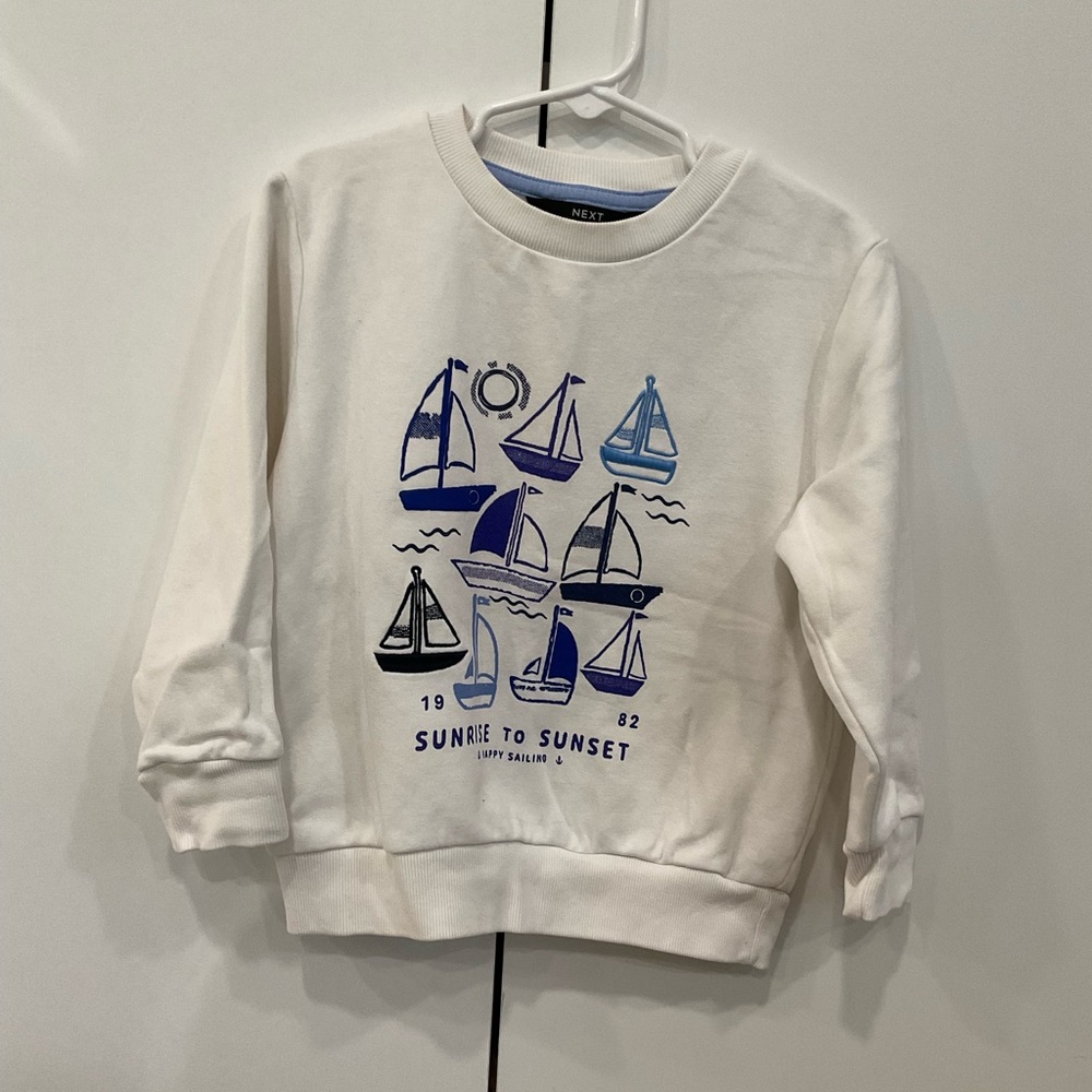 Next Kids White Sweatshirt with Blue Sailboat Design
